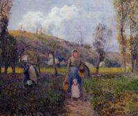 Pissarro, Camille - Peasant Woman and Child Harvesting the Fields, Pontoise
